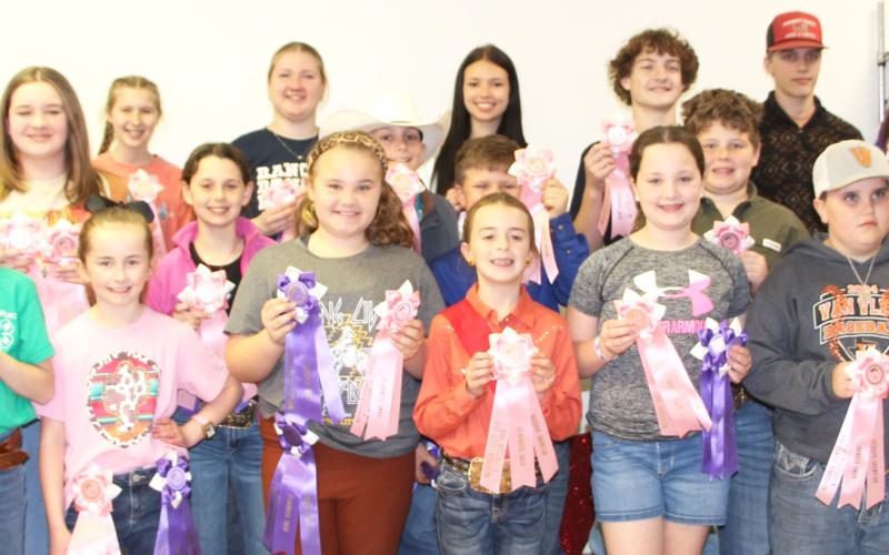 Sentinel Photo/Jessica Shepard Reserve Grand Champion winners of the 2024 Home Economics Youth Division Arts &amp; Crafts contest were awarded ribbons Wednesday, Feb. 28.