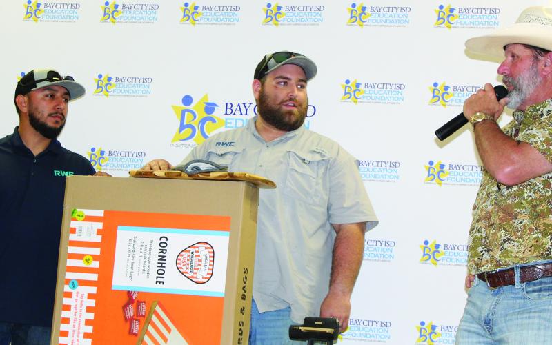 Sentinel Photos/Jessica Shepard The 14th Annual Great Steak Cook-Off's “Best Steak” award was given to  RWE Peyton Creek Wind Farm’s “Peyton Creek Cooking Company with team members Brandon Susuras, James Smith, Matthew Krenek, and Marco Flores Saturday, March 23.