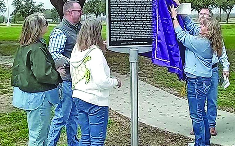 Contributed photo The state historical marker for Harmon Jerome McAllister was unveiled at dedication ceremonies at Linnie Roberts Elementary - the former site of McAllister Junior High - Saturday, March 2. See History, Page 4, for more coverage of the dedication.