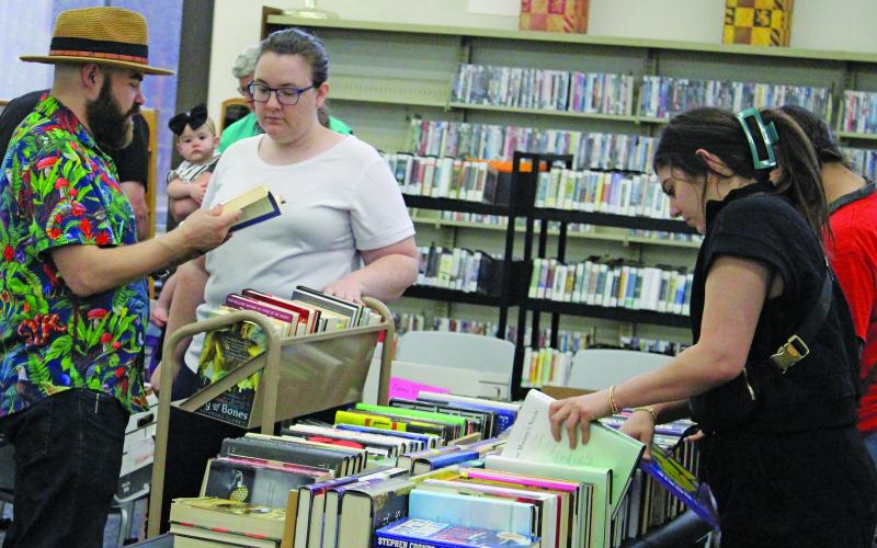 Friends of the Bay City Library held their annual spring book sale featuring paperbacks, hardbacks, audio books, and a variety of DVDs Saturday, April 13. The sale generated over $400 for the group to put towards future library programming. Sentinel Photo/ Jessica Shepard