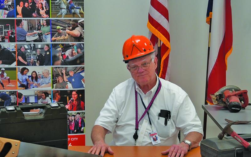 WCJC photo Wharton County Junior College Carpentry Instructor Bruce Holley displays some of the tools students will use in the General Carpentry Level I program. WCJC will launch construction trades training this spring at the Bay City campus.