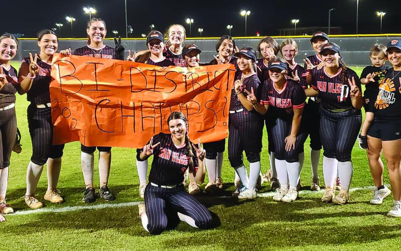 Contributed photo The Van Vleck High School Lady Leps claimed the bi-district softball title by defeated Sheperd in a two-game matchup last week. The girls will play Anahuac in the area round of playoffs Thursday, May 2.