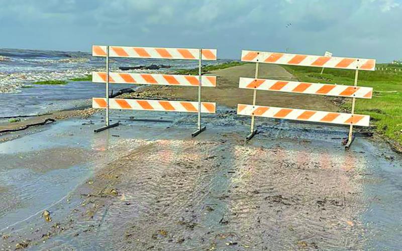 Contributed photo Barricades at Revetment Road block access to beach opportunities for a while, Precinct 2 Commissioner Mike Estlinbaum said.