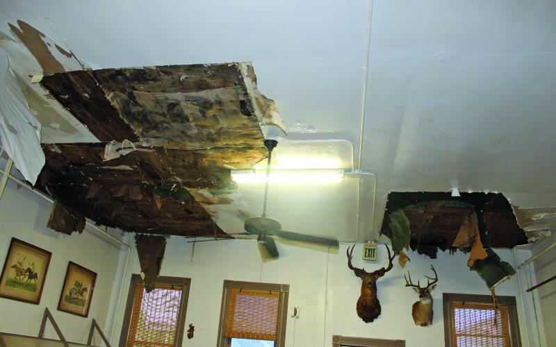 Sentinel Photo/Jessica Shepard Hurricane Beryl wind and water damage forced the Blessing Coffee Shop to close last week.