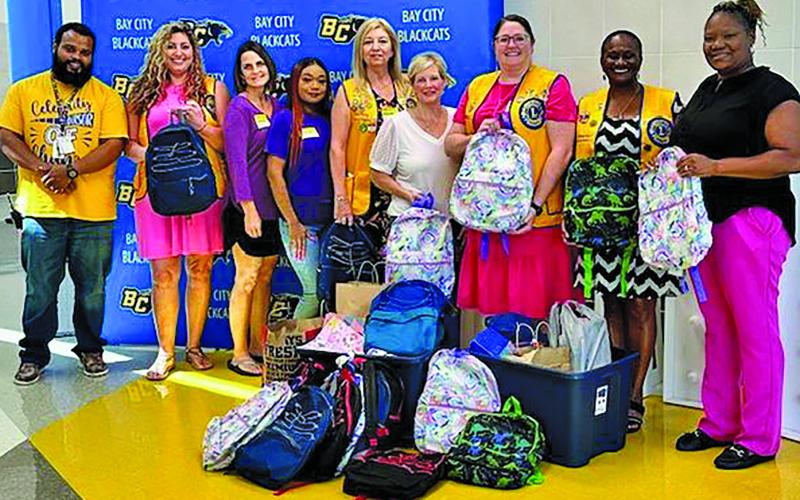 Courtesy photo Bay City Lady Lions Club made a donation to first-year teacher, Macy Miller, from Tenie Holmes Elementary. They also donated school supplies to Tenie Holmes as well.