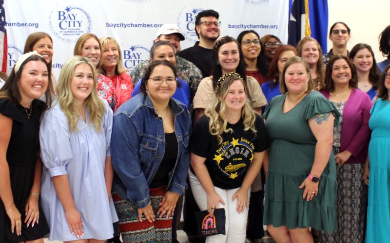 Sentinel Photo/Jessica Shepard New Bay City ISD teachers across all campuses posed for a picture at the Bay City Chamber of Commerce &amp; Agriculture’s “New Teacher Breakfast” event on Aug. 7.