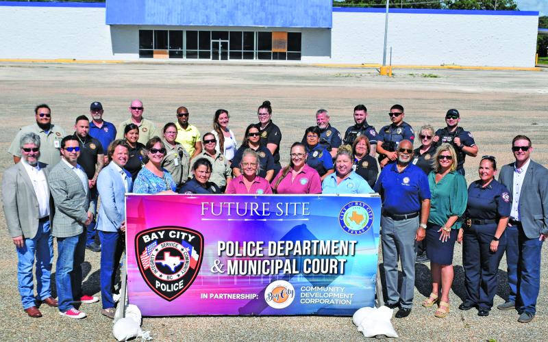 Courtesy photo City Council members, Bay City Police Department and Municipal Court employees gather in front of the new site for the Police Department and Municipal Court