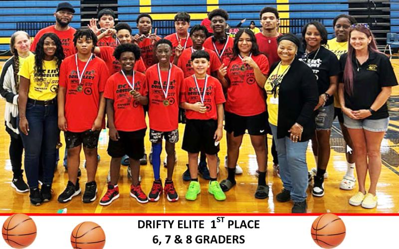Contributed photo The Drifty Elite (6th through 8th graders) won first place at the annual Bay City Little Dribblers Tournament on July 20 at Bay City High School.