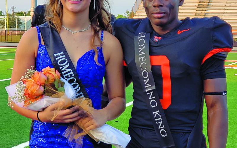 Sentinel Photo/Jessica Shepard Van Vleck High School Homecoming King Corey Austin and Queen Isabel Coleman were crowned last Friday at pre-game ceremonies.