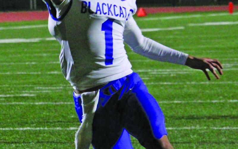 Sentinel Photo/Mike Reddell Bay City senior senior quarterback Alex Estrada (1) runs in for a touchdown in the third quarter. Estrada had 313 yards passing.