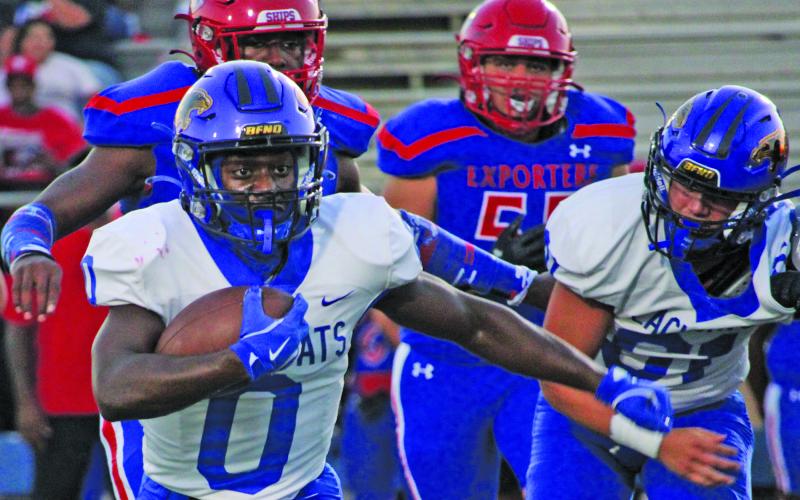 Sentinel Photo/Mike Reddell Bay City senior running back Jada Andrews (0) finds r unning room against Brazosport.