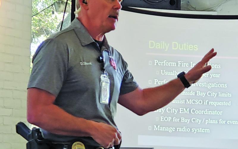 Bay City Fire Marshal Dan Shook was LEPC’s guest speaker. Sentinel Photo/Jessica Shepard