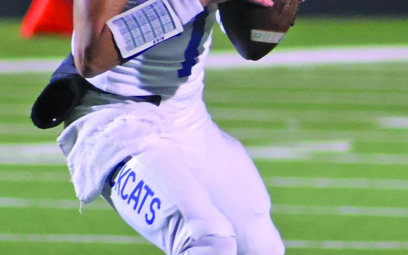 LeDarion Stone/Live in the Moment Photography Quarterback Alex Estrada looks for an open receiver down field.