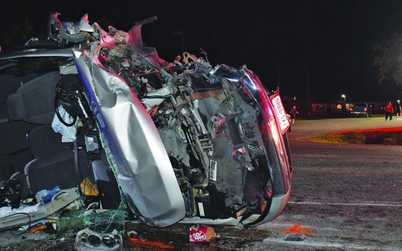 BCPD photo Truck rollover on Texas 60 sends two to Houston hospital