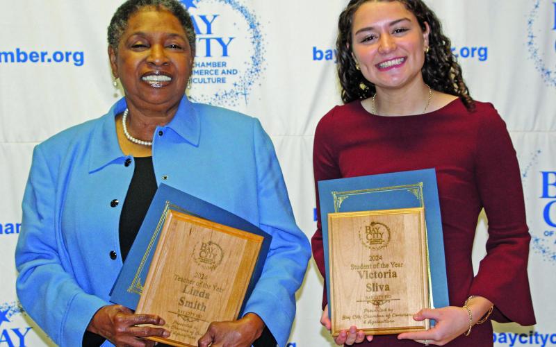 Sentinel Photo/Jessica Shepard Bay City ISD Teacher of the Year Linda Smith, left, and Bay City ISD Student of the Year Victoria Sliva