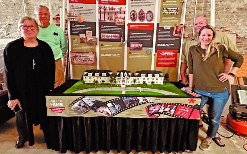 Courtesy photo The finished display is ready to be driven down to Rockport for the Smithsonian Crossroads exhibition. The Luther display team includes Robin Reynolds, Chuck Madeley and Stuart and Brandi Pitman.