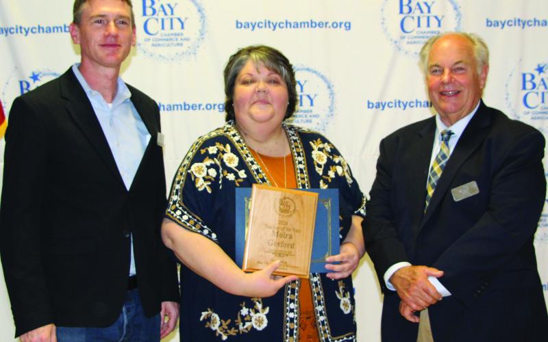 Sentinel Photo/Jessica Shepard Matagorda ISD School Teacher of the Year Moira Gesford, with Gullett and Dickerson.