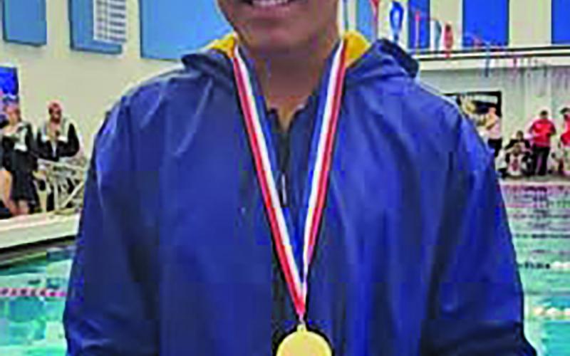 BCISD photol Bay City swimmer Genaro Flores is headed for state after qualifying in the Saturday’s UIL Regional swimming championships where he received a gold medal.