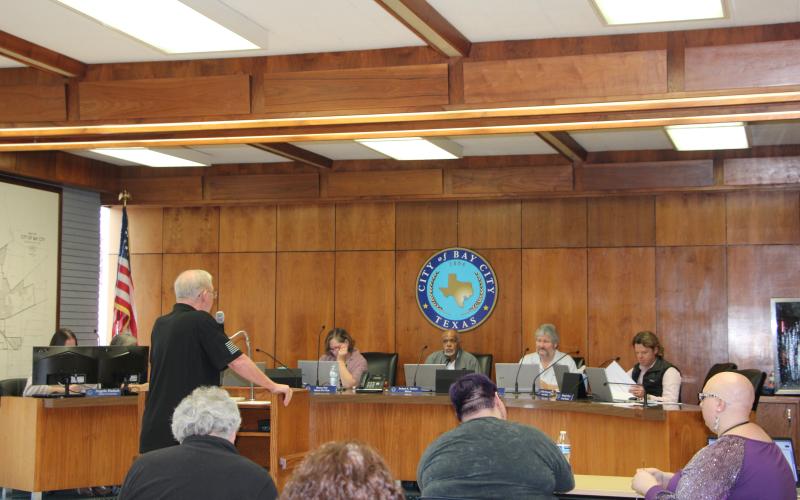 Sentinel Photo/MaLinda Reddell Former 2018 charter commission review member Jerry Evans addresses City Council during a workshop on possible City Charter propositions Monday, Feb. 10, at City Hall.