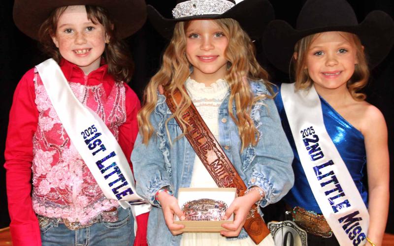 Bay City Sentinel Photo/Jessica Shepard The MCFLA 2025 Little Miss Cowgirl royalty court includes first runnerup Adyson Sutherland; Little Miss Cowgirl Morgan Joines; and second runnerup Kalli Brown.