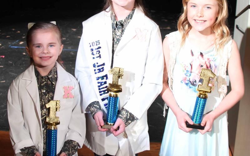 MCFLA 2025 Talent Show Junior Group &amp; Solo winners are: Kaitlyn Jones, Meredith Jones, and Lyra Saha. Bay City Sentinel Photo/Jessica Shepard