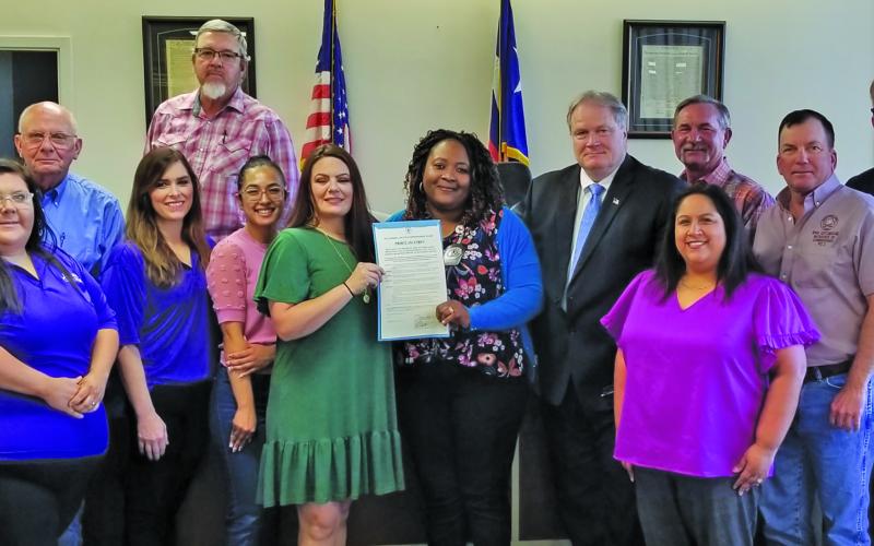 Sentinel Photo/Mike Reddell Crisis Center of Matagorda County and Wharton County representatives join Commissioners Court and county officials after the county proclaimed April as “Child Abuse Prevention and Awareness Month” and “Sexual Assault Awareness Month” in Matagorda County.