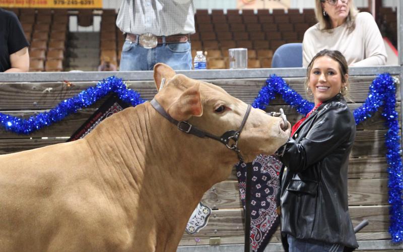 Sentinel Photo/MaLinda Reddell Matagorda County Fair and Livestock Association's Livestock 2025 Grand Champion steer was shown by Van Vleck FFA member Kenzie Brown