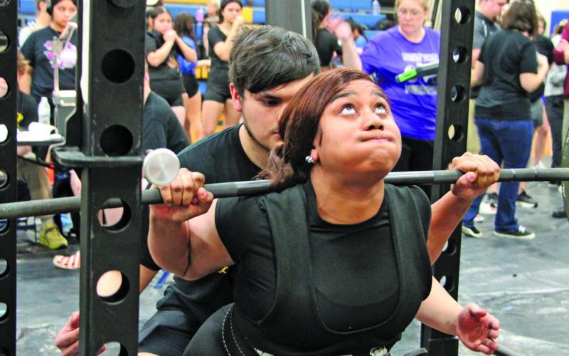 Sentinel Photo/Mike Reddell Van Vleck’s Cerenity Gibson was the overall regional champ in the 220-pound class and qualified for state for the third time.