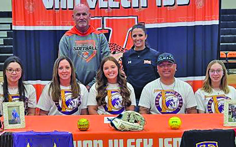 VVISD photo Van Vleck softball player Alexa Zuniga recently signed her letter of Intent to play softball at Texas College in Tyler.