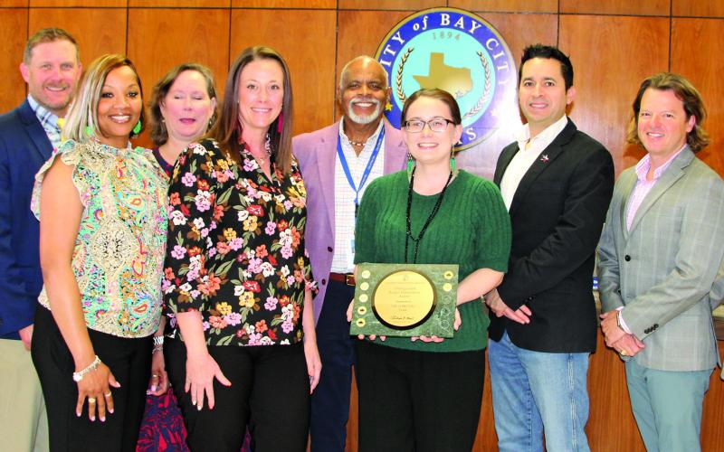 Sentinel Photo/Mike Reddell Finance Manager Jennifer Leverette presented the city’s award from Government Finance Officer’s Association Distinguished Budget Presentation Award.