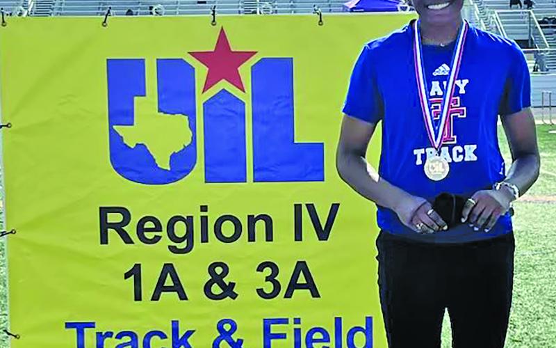 Tidehaven’s standout athlete Mary Johnson came in second in long jump at Regionals and will head to state. She also advanced to finals in the 100, 200 at Regionals.  Courtesy photo