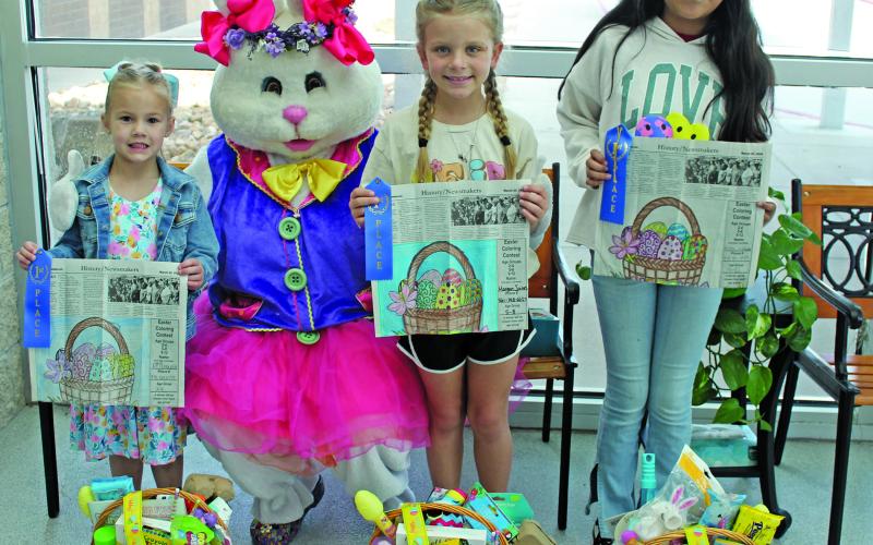 The 2025 Sentinel Easter coloring contest winners are: Alley Schneider, 2-4 age group; Flora; Morgan Joines, 5-8 age group; and Mireya Zustaifa, 9-12 age group. Sentinel Photo/Jessica Shepard