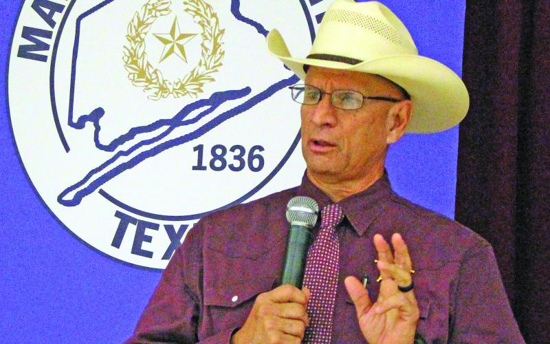 Sentinel Photo/Jessica Shepard Matagorda County Sheriff Rick DeLeon fielded questions at the Hurricane Symposium Saturday.