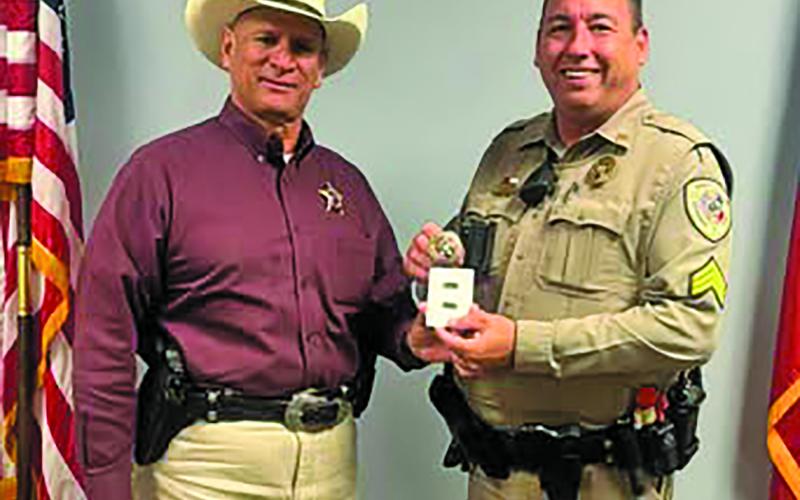 Courtesy photo Sheriff Rick DeLeon promoted Sgt. Jeremy Nash from Patrol Sergeant to Patrol Lieutenant. DeLeon noted Nash’s experience in leadership and his drive for all around success.