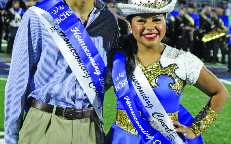 Sentinel Photo/Jessica Shepard Bay City High School's 2025 Homecoming King Sergio Rodriguez and Homecoming Queen Priscilla Martines were crowned during halftime festivities Friday, Sept. 26.
