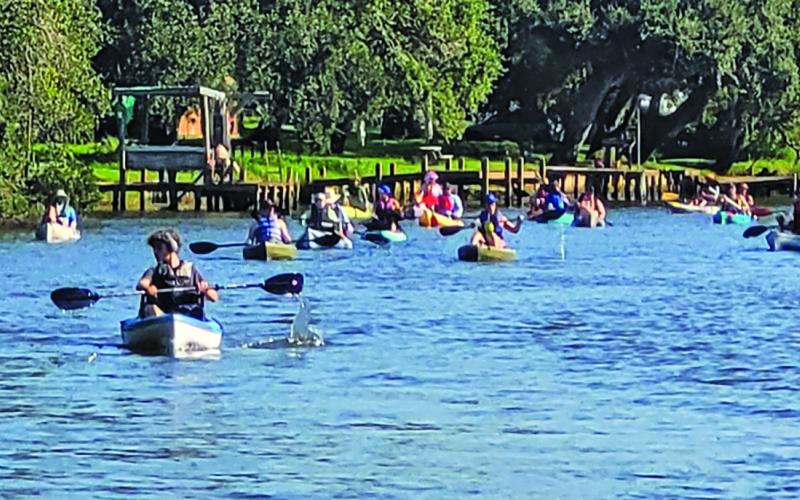Photo by Bill Ortonl Kayakers spread out for the Friends of the Sargent Library “Fun Run” Saturday, Sept. 27.