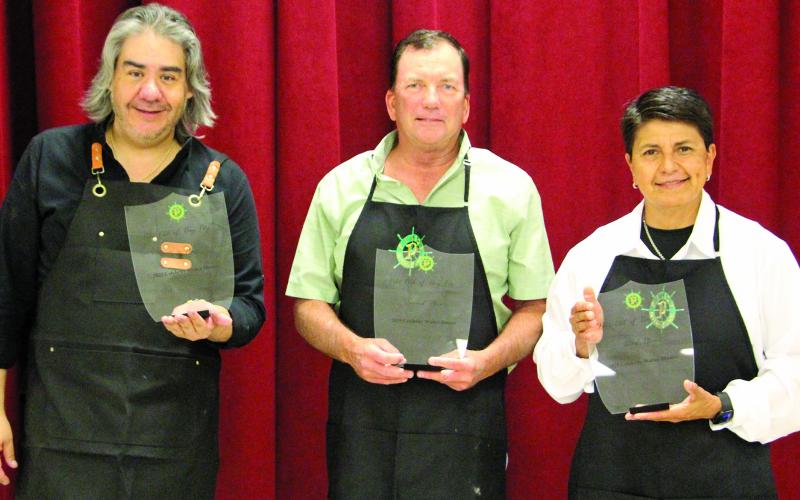 Sentinel Photo/Jessica Shepard The Bay City Pilot Club held their annual "Celebrity Waiter" fundraiser and awarded plaques to the waiters who made the most in tips on Thursday, Oct.16. Those winners from left are Nicasio Perez, Mike Estlinbaum and Henry Charles in first, ssecond, and third place respectively.