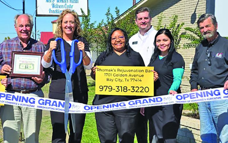 Bay City Chamber of Commerce &amp; Agriculture photo Rhomak's Rejuvenation Bar partnered with the Bay City Chamber of Commerce &amp; Agriculture for a grand opening ribbon-cutting ceremony on Monday, Nov. 3. The bar is located at 1701 Golden Avenue in Bay City.