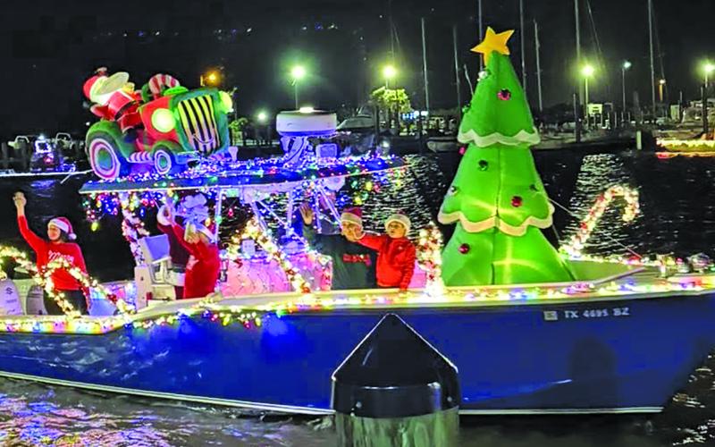 Contributed photo The Matagorda Lighted Boat Parade went from Rawlings Bait Camp on the Colorado River to Matagorda Harbor Friday.
