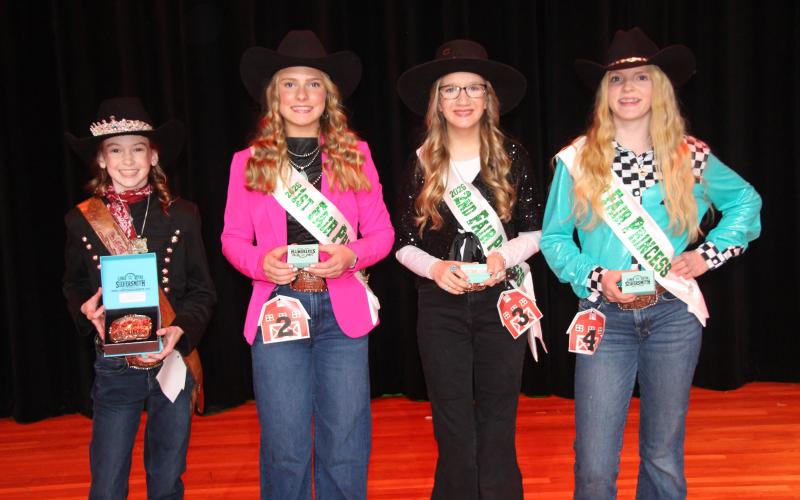 Sentinel Photo/Jessica Shepard  The MCFLA 2026 Fair Princess royalty court includes Fair Princess Analyn Sutherland, First Runner-up Kinsley Kubecka, Second Runner-up Ashley Alford, and Third Runner-up Aaliyah St. Denis.