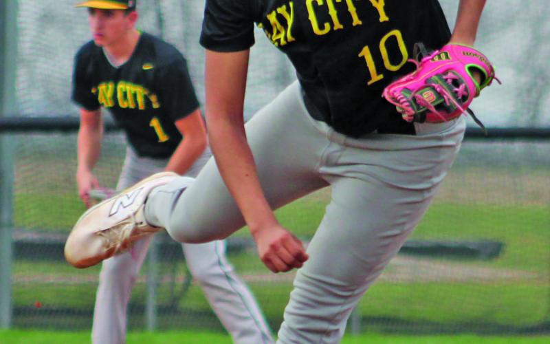 Sentinel Photo/Mike Reddell Blackcat pitcher Aaron Burciaga (10) in action vs. Van Vleck