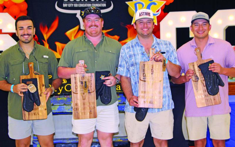 Sentinel Photo/Jessica Shepard Smoker’s Paradise cook team received “Reserve Champion Steak” recognition at BCISD Education Foundation’s Annual Great Steak Cook Off last Saturday.