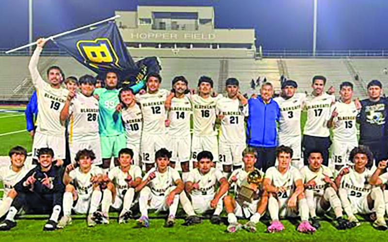 Contributed photo Bay City Blackcats won the soccer UIL playoff bi-district round with a 2-1 victory over Fort Bend Willowridge Thursday, March 19. The Blackcats advanced to the area round to play Salado Tuesday, March 24.