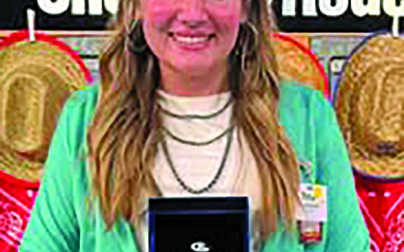 Tidehaven ISD photo Kacey Kubecka advanced to the finals and placed in the top 9 out of 175 contestants at the Houston Livestock Show and Rodeo Junior Commercial Steer Contest.