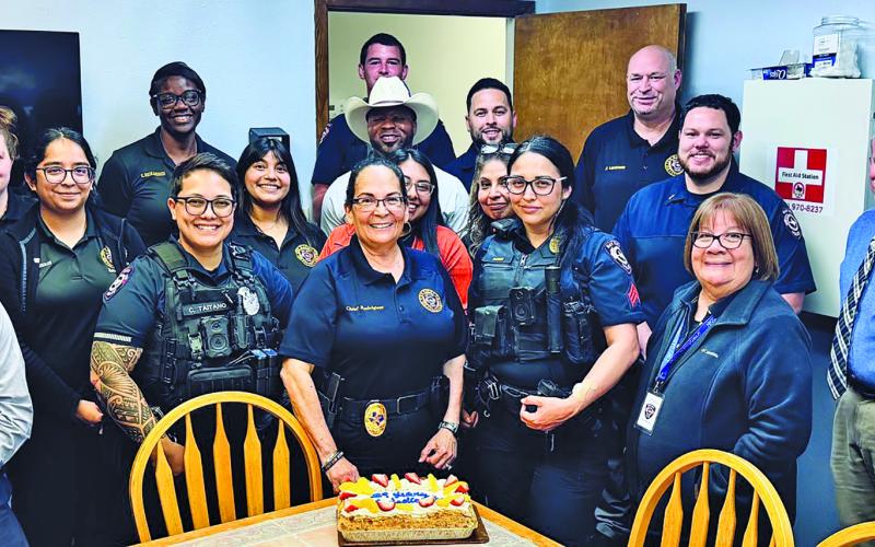 Contributed photo The staff of the police department recognized and celebrated Chief Christella Rodriguez's 39 years of service. Rodriguez is purpose driven and has a heart dedicated to serving others - 39 years is an incredible milestone.
