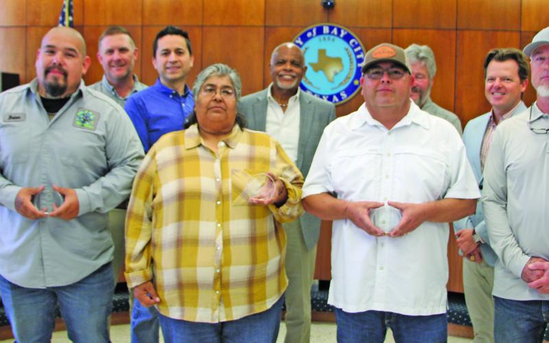 Sentinel Photo/Mike Reddell At City Manager Scotty Jones city acknowledgement part of council March 24, she called attention to the life-saving response of Brian Trevino, Martina Paniagua, Eric Cortinas and Troy Casey.