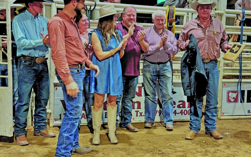 Photo courtesy of Matagorda County Cattlemen’s Association Daniel Roy Tucker III, far right, is joined by family and friends as he received the Matagorda County Cattlemen’s Association Cattleman of the Year honor recently.