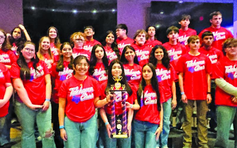Contributed photo Tidehaven JH &amp; HS Choirs received Superior Ratings and each brought home a trophy from The Pride of Texas Choir Contest in Friendswood. They sang beautifully, learned from respected guest choir directors. The Tidehaven faculty family stepped up as a team to transport these 82 young singers. Special thanks choir bus drivers, J.J. Sanchez, Coach William Dowell, and Coach Craig Nairn for transporting our kids. Also, thanks to chaperones Kayla Mata and Amber Kay.