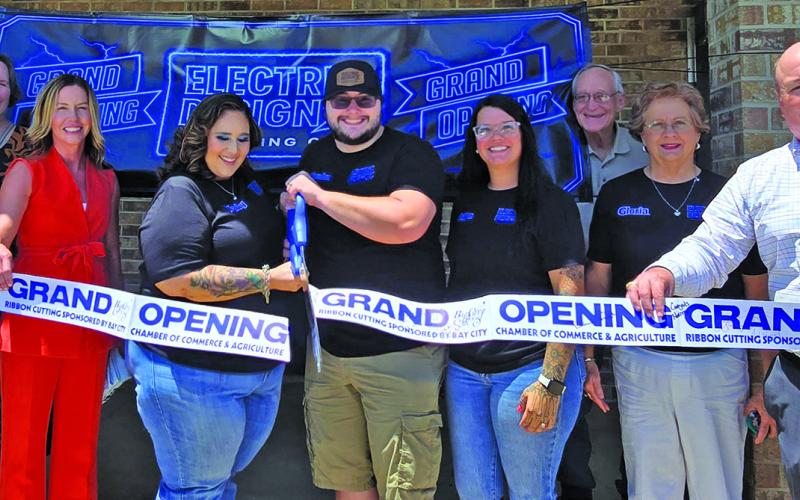 Bay City Chamber of Commerce &amp; Agriculture photo Electric Designz Printing Co. partnered with the Bay City Chamber of Commerce &amp; Agriculture for a grand opening ribbon-cutting ceremony for its second location on Thursday, May 14. The company is located at 2521 7th St. in Bay City.