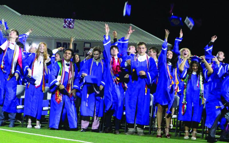 Sentinel Photo/Jessica Shepard Tidehaven High School graduates celebrate at last week’s commencement ceremonies.
